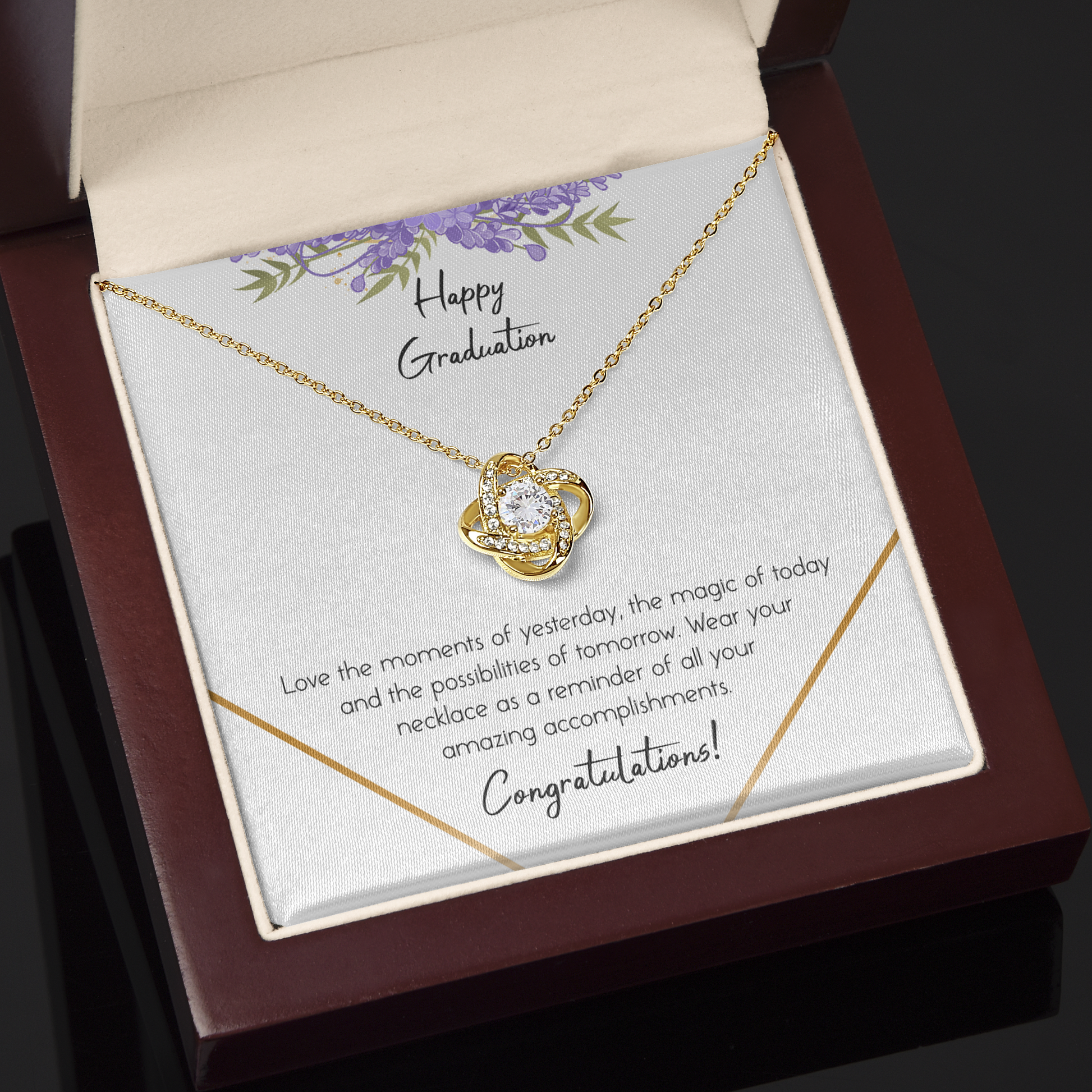 litzzy Happy Graduation Love Knot Necklace - Gifts For Wife Necklace Valentines Day Custom Made Romantic Gift For My Best Wife Ever    