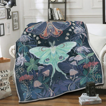 litzzy Luna Moth Fleece Blanket HST19101321 Fleece Blanket   