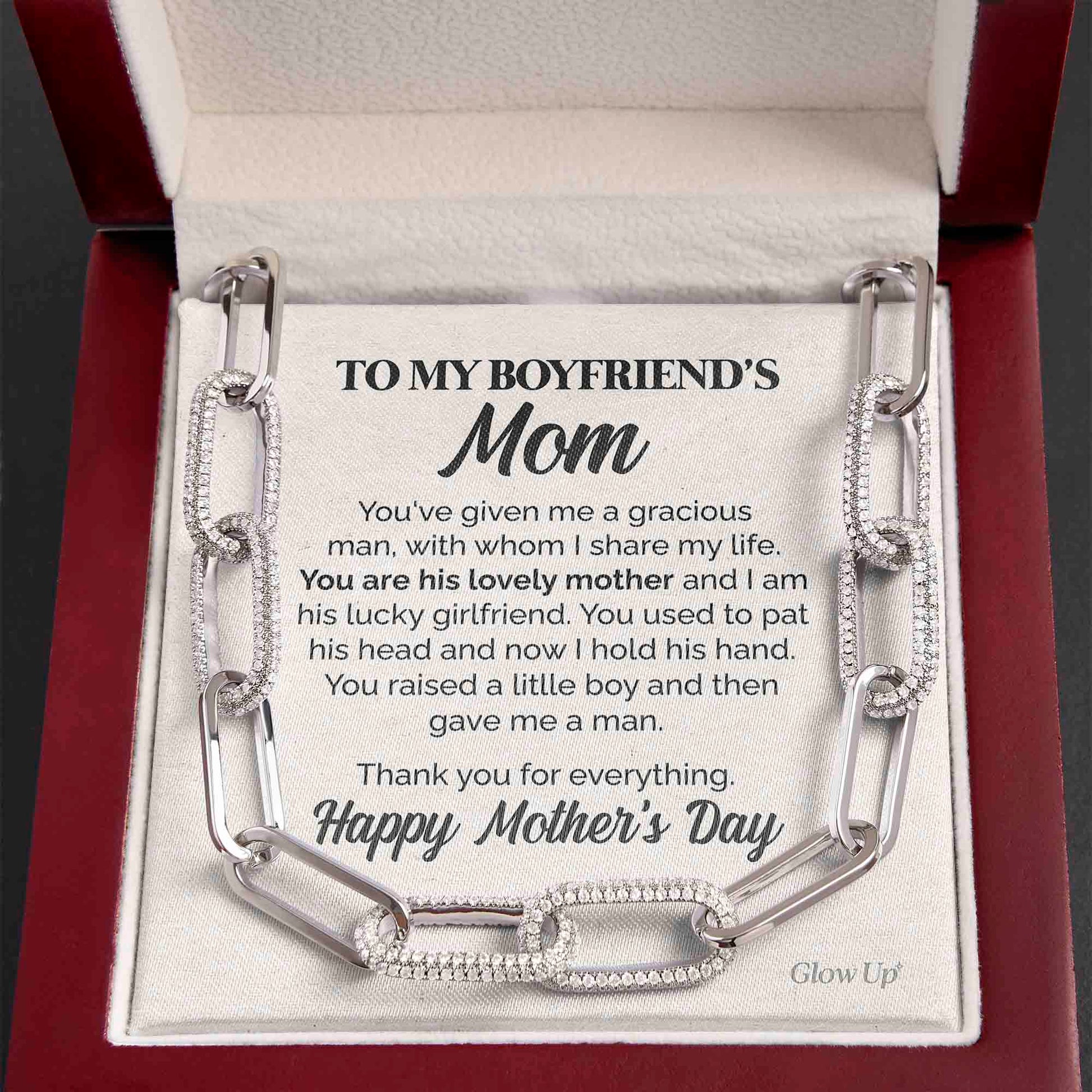 litzzy To my Boyfriend's Mom - Thank you  - Forever Linked Necklace Jewelry 14K White Gold Finish  