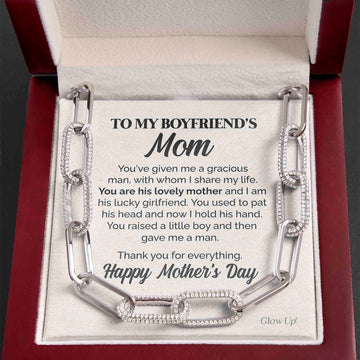 litzzy To my Boyfriend's Mom - Thank you  - Forever Linked Necklace Jewelry 14K White Gold Finish  