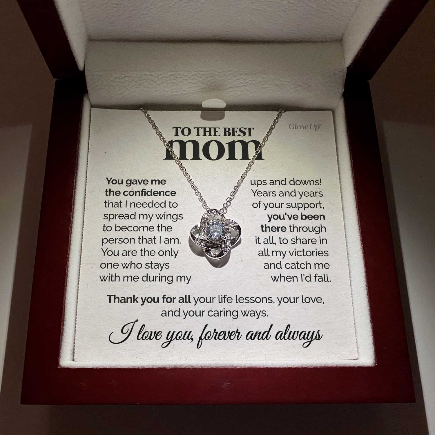 litzzy To the Best Mom - You gave me confidence - Love Knot Necklace Jewelry   