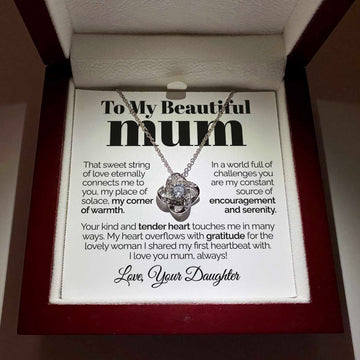 litzzy To My Beautiful Mum - That Sweet String Of Love - Love Knot Necklace Jewelry   