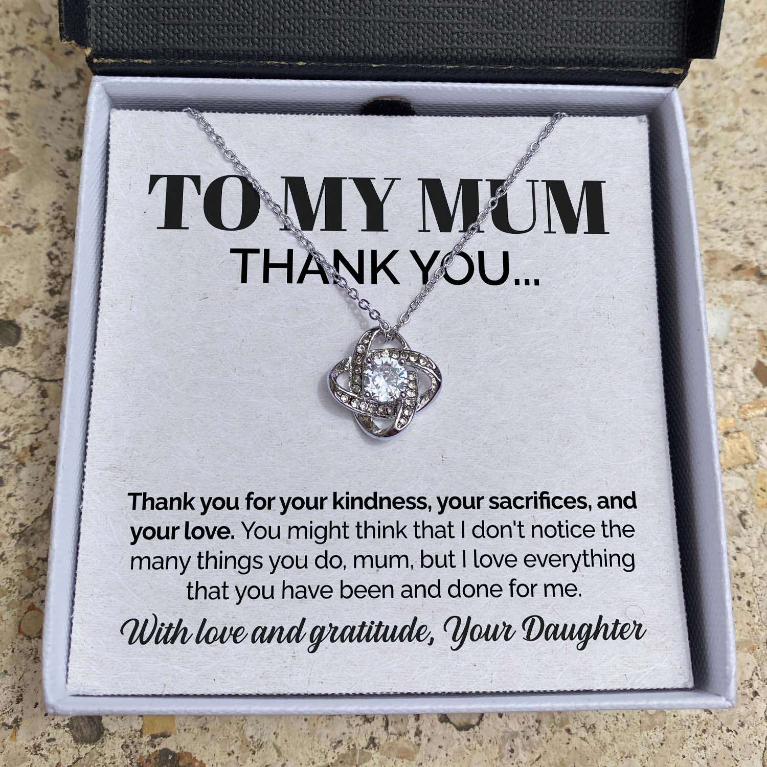 litzzy To my Mum - Thank you - Love Knot Necklace Jewelry   