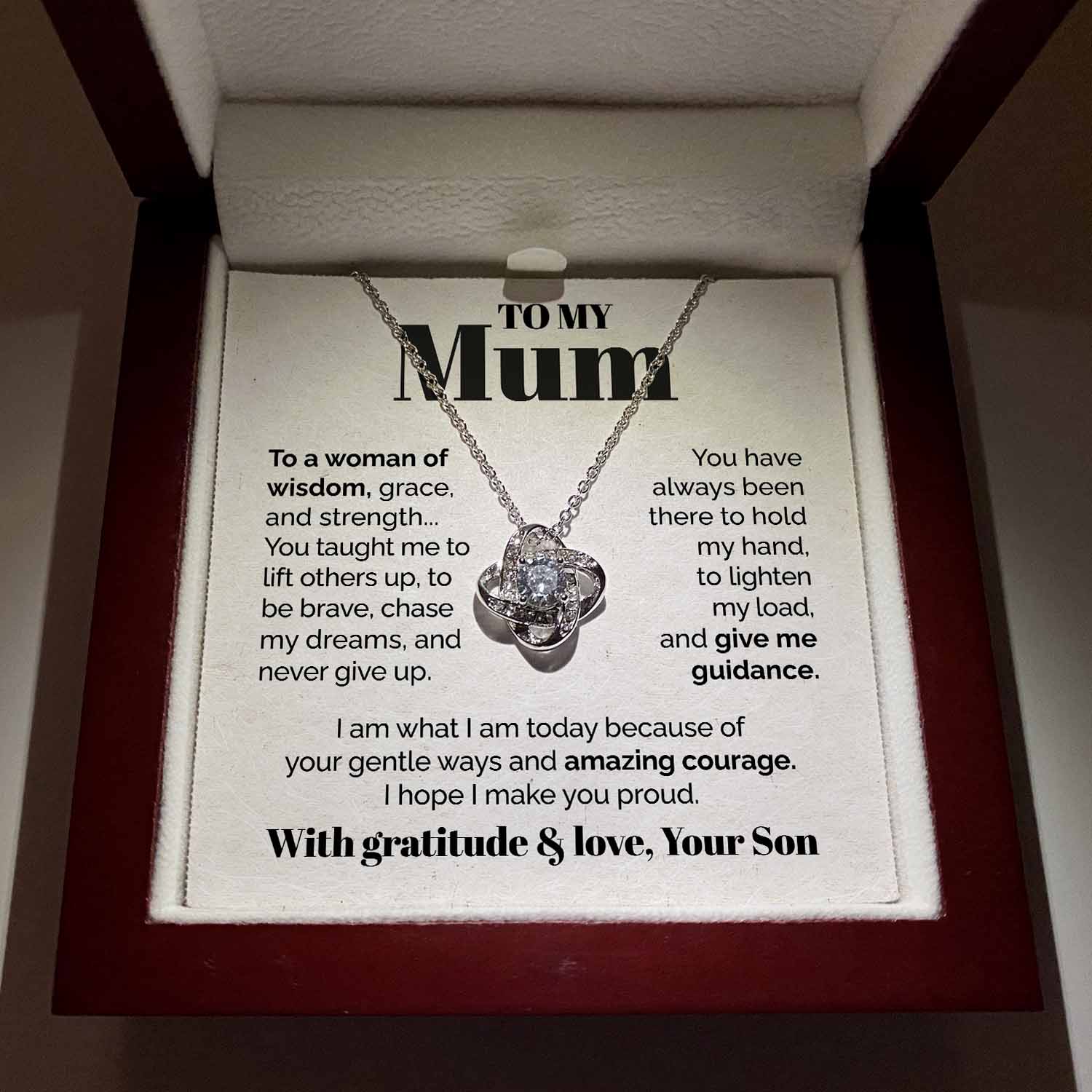 litzzy To my Mum - To a Woman of Wisdom - Love Knot Necklace Jewelry   