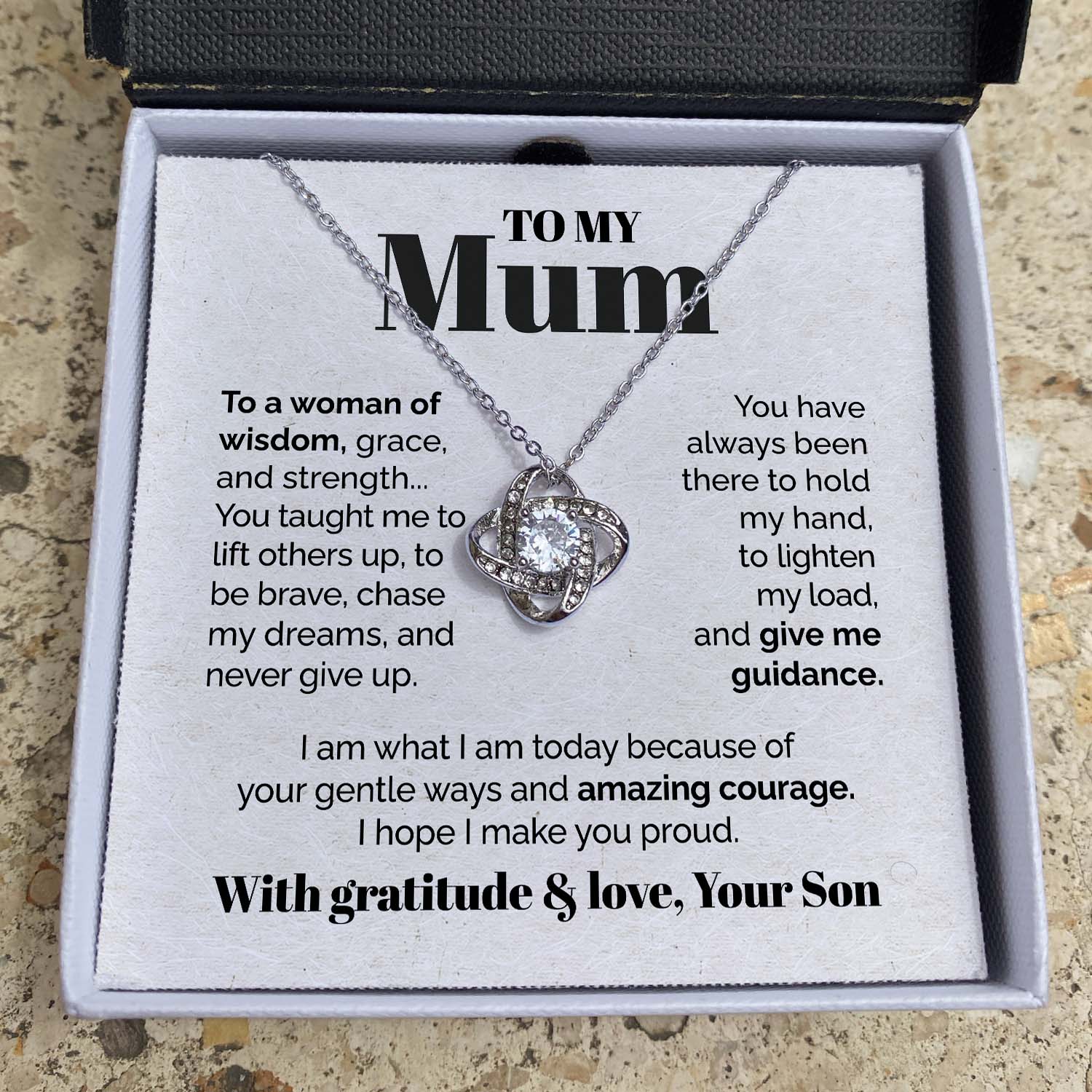 litzzy To my Mum - To a Woman of Wisdom - Love Knot Necklace Jewelry   