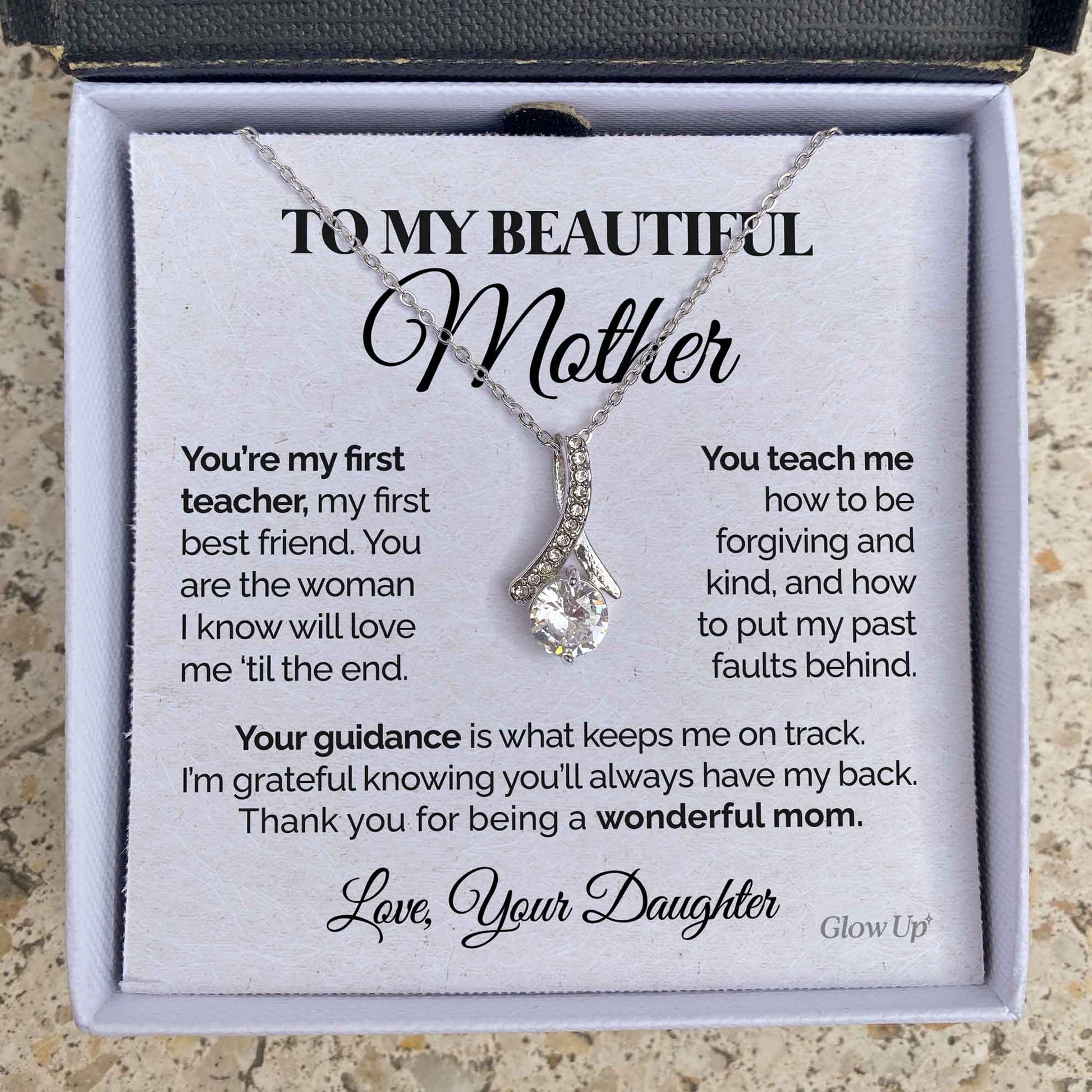 litzzy To my Beautiful Mother - You're my first teacher - Alluring Necklace Jewelry Two Toned Box  