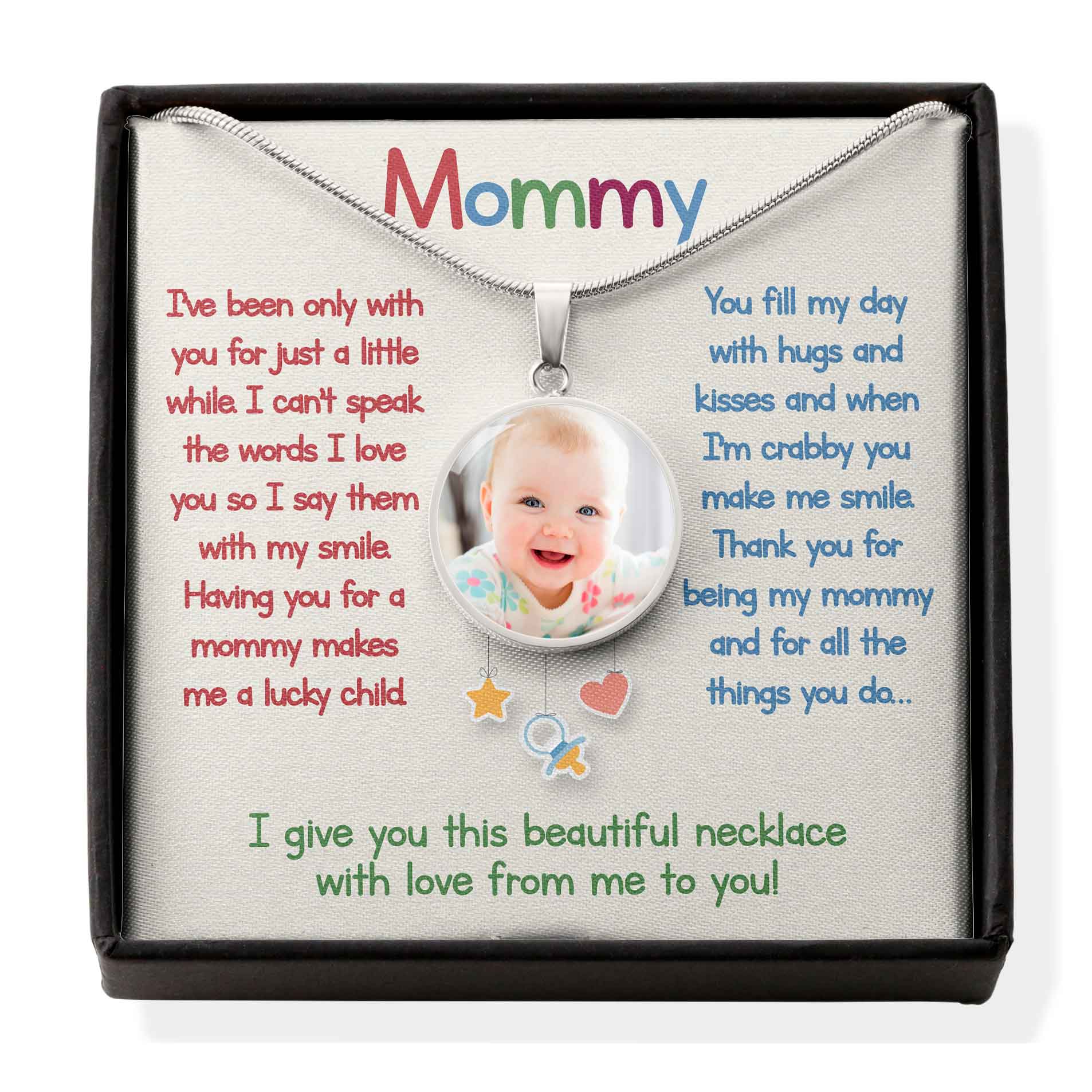 litzzy Mommy - Thank You For Being My Mommy - Circle Photo Necklace Jewelry Luxury Necklace (18k Yellow Gold Finish) No 