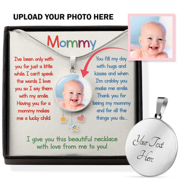 litzzy Mommy - Thank You For Being My Mommy - Circle Photo Necklace Jewelry Luxury Necklace (.316 Surgical Steel) Yes 