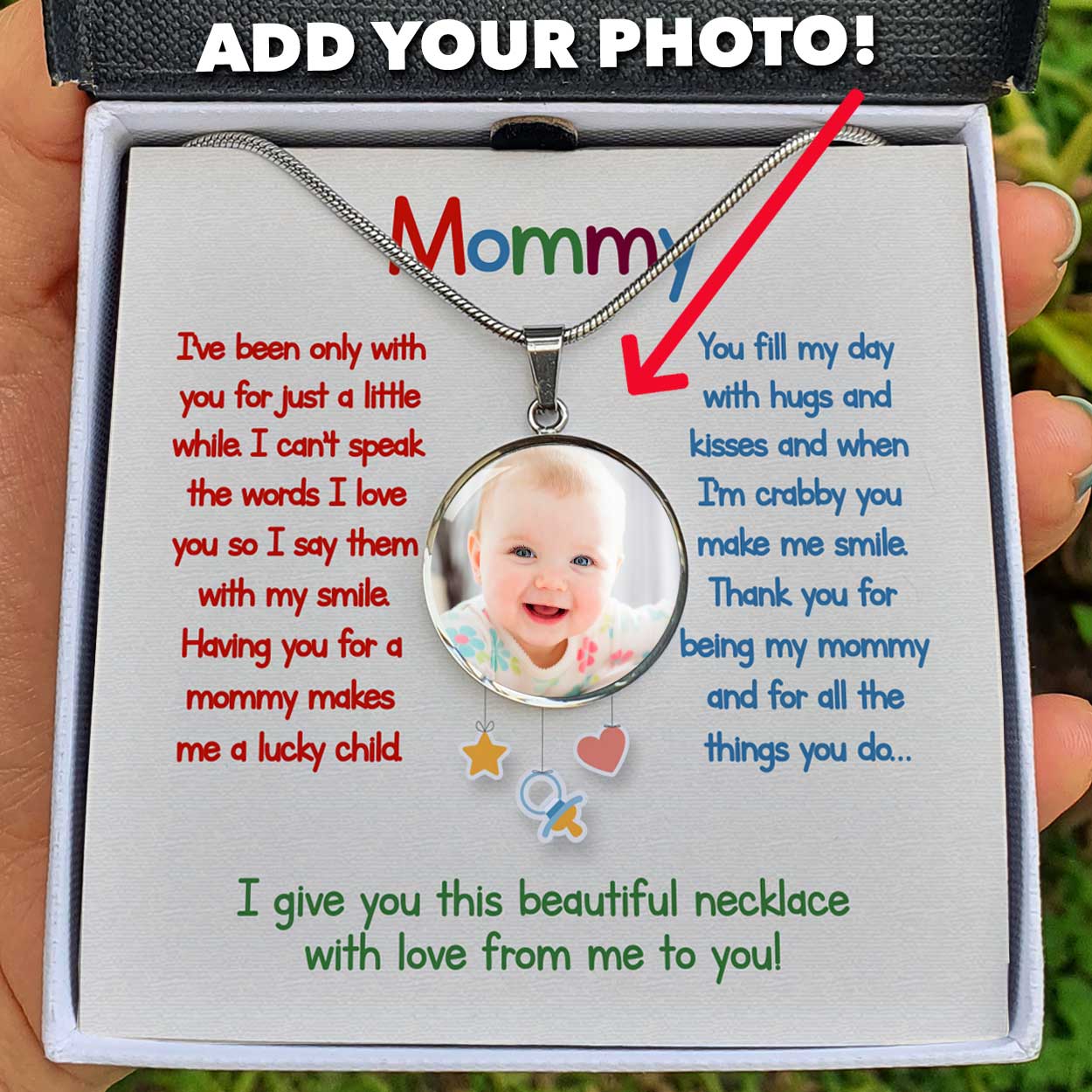 litzzy Mommy - Thank You For Being My Mommy - Circle Photo Necklace Jewelry Luxury Necklace (.316 Surgical Steel) No 