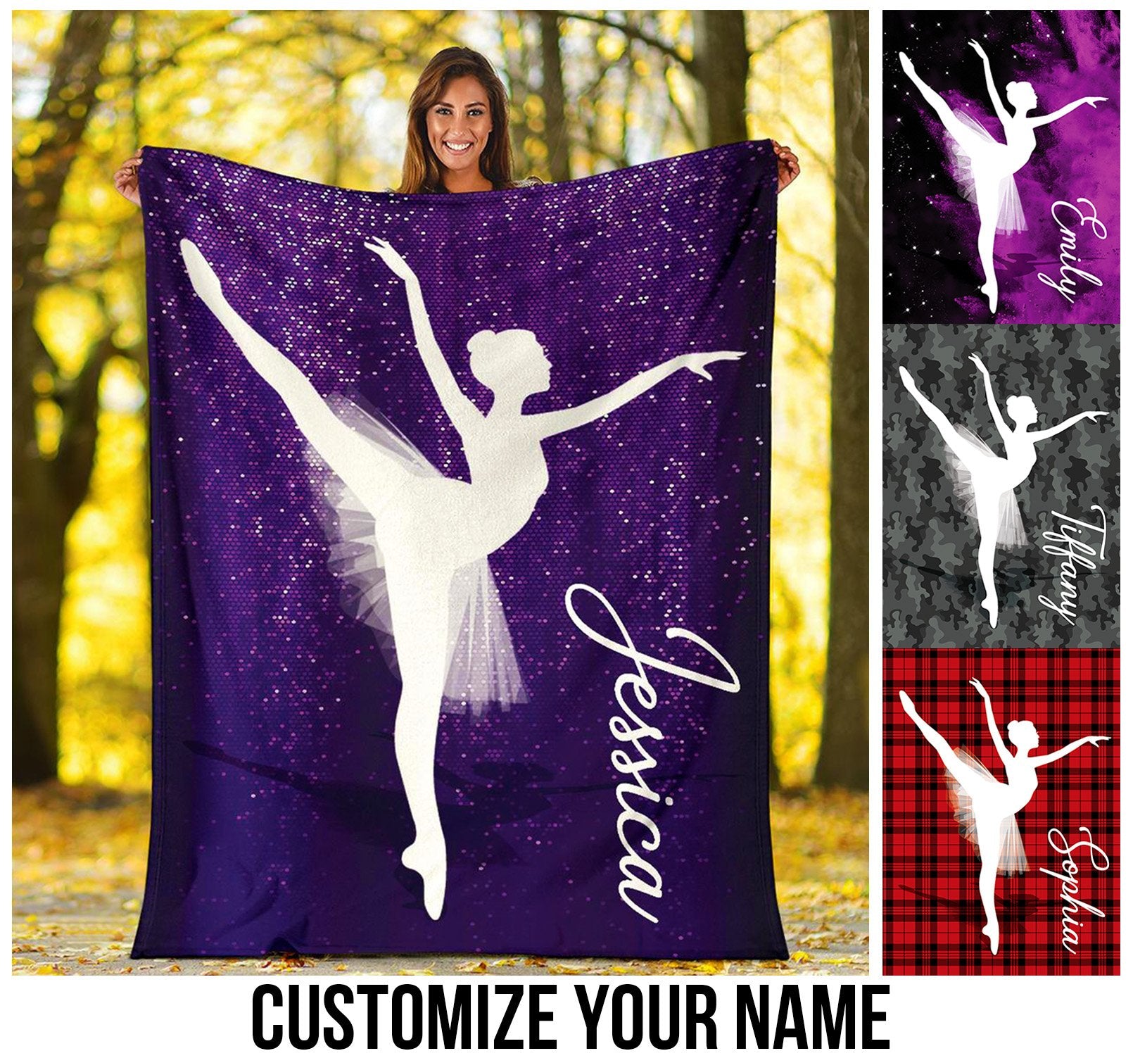 litzzy Personalized Ballet Fleece Blanket Collection - Tlno0711202 Quilt Blanket   