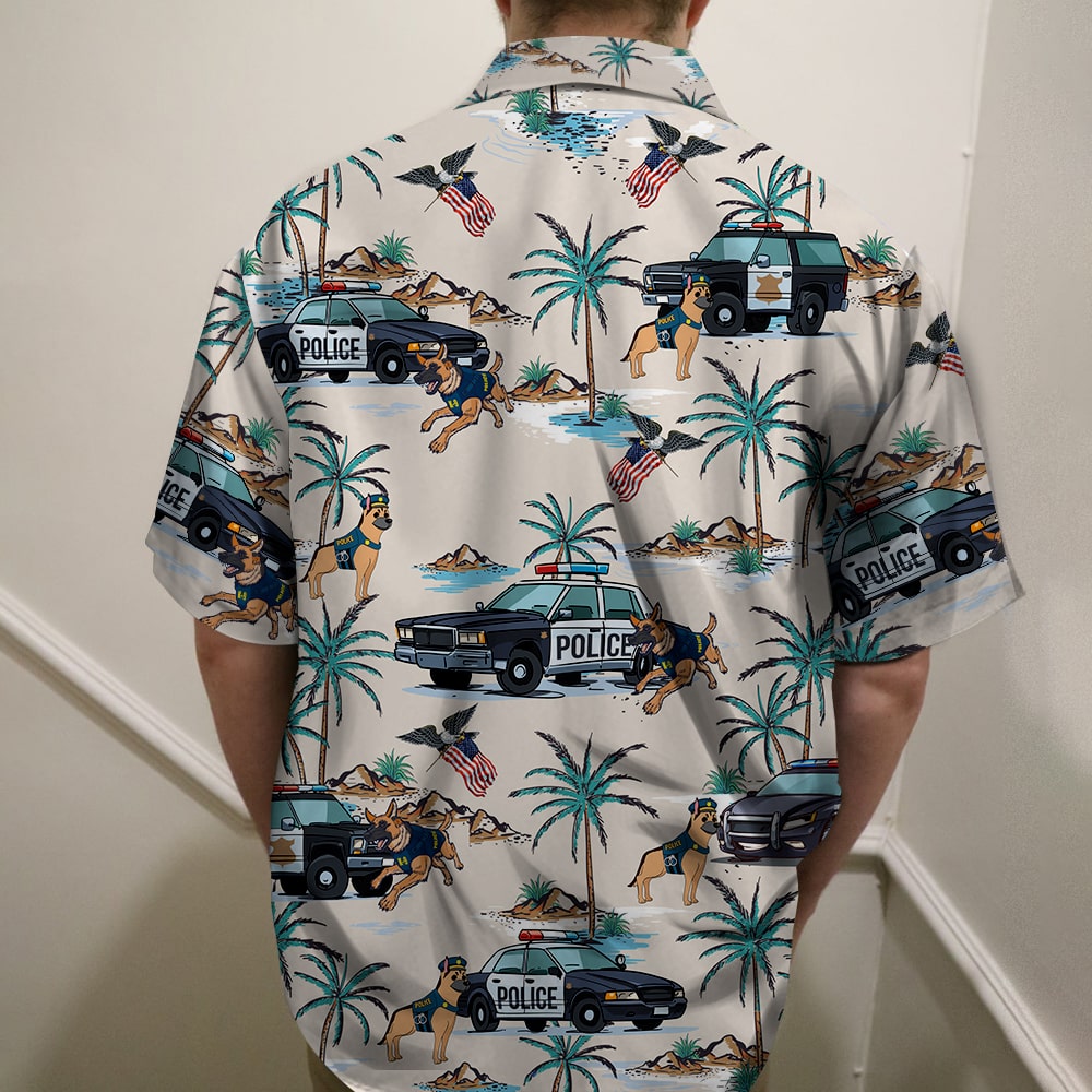 litzzy Police Hawaiian Shirt, Aloha Shirt with police car and police dog 1 Hawaiian Shirt For Men, Woman, Litzzy Aloha Shirt Hawaiian Shirt   