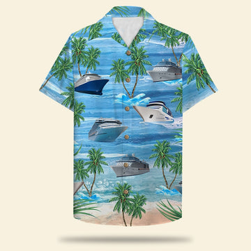 litzzy Personalized Cruising Couple Hawaiian Shirt - Drinking, Knot 2 Bad - Cruise & Palm Tree Pattern Hawaiian Shirt For Men, Woman, Litzzy Aloha Shirt Hawaiian Shirt   