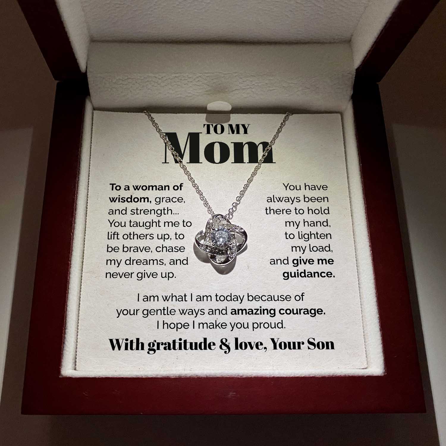 litzzy To my Mom - To a woman of wisdom - Love Knot Necklace Jewelry   
