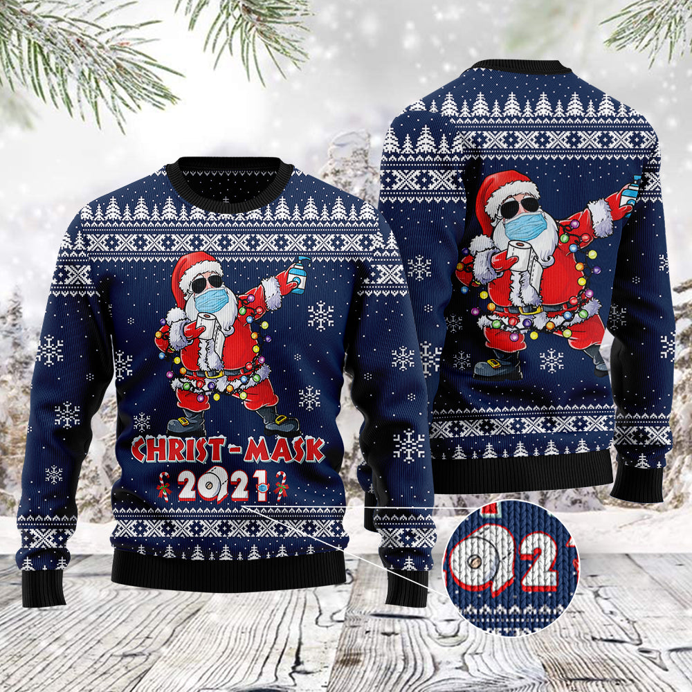 litzzy Merry Christ-mask Santa Claus 2021 Ugly Christmas Sweater -  Best Gift For Christmas, Noel Malalan - Christmas Signature sweater   