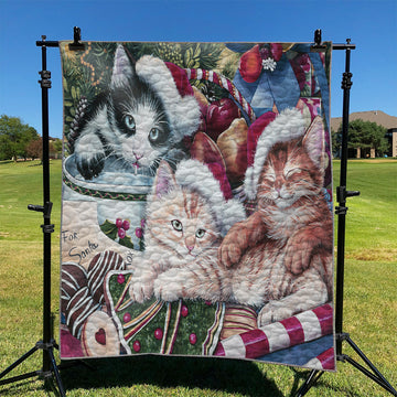litzzy Merry Christmas Kitty NI2910089DT Fleece Blanket Quilt Blanket   