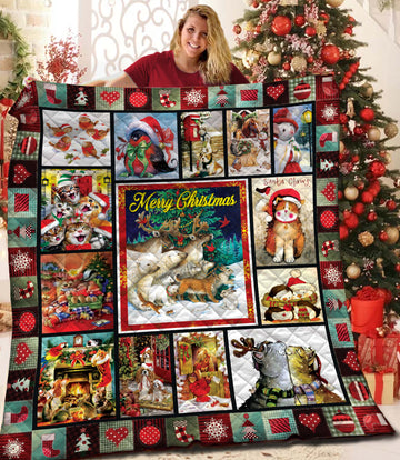 litzzy Merry Christmas Fleece Blanket CCC26101048 Quilt Blanket   