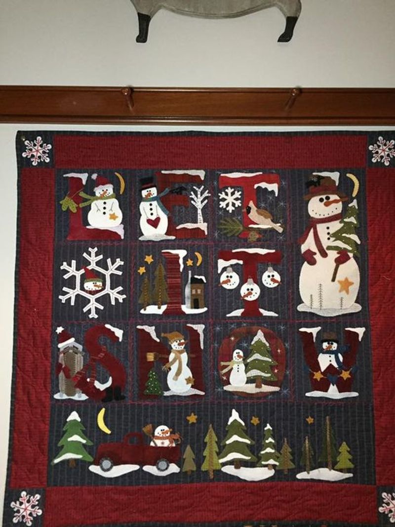 litzzy Merry Christmas Snowman CLH2111408Q Fleece Blanket Quilt Blanket   