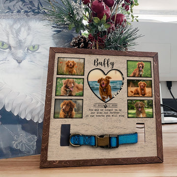 litzzy Pet Memorial Collar Sign, Pet Loss Gift, Custom Standing Frame, Personalized Heartfelt Gift, Dog Bereavement, Cat Bereavement Pet Picture Frame   