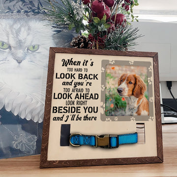 litzzy Custom Dog Memorial Picture Frame With Collar, Dog collar keepsake frame, Remember Me, Loss of Dog, Pet Loss Gifts, Memorial Standing Frame Pet Picture Frame   