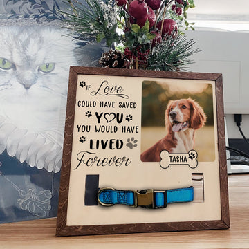 litzzy Memorial Pet Collar Frame, Black & White Pet Photo, Loss of Dog, Cat Loss Gift, Pet Owner Memorial Gift, Pet Collar Holder, Bereavement Gift Pet Picture Frame   