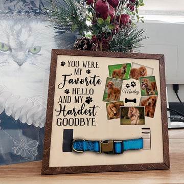 litzzy Memorial Pet Collar Frame, Black & White Pet Photo, Loss of Dog, Cat Loss Gift, Pet Owner Memorial Gift, Pet Collar Holder, Bereavement Gift Pet Picture Frame   