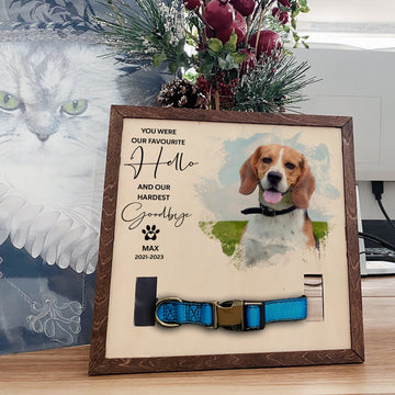 litzzy Custom Dog Memorial Picture Frame With Collar, Dog collar keepsake frame, Remembrance Memorial Frame, Pet Loss Gifts, Pet Collar Sympathy Presents Pet Picture Frame   