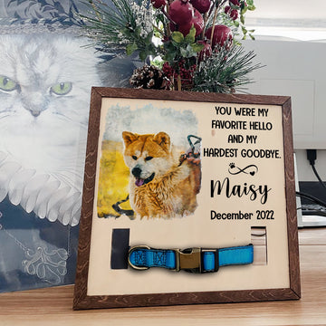 litzzy Custom Dog Collar Memorial, Memorial Pet Collar Sign, Dog Loss Gift, Pet Collar Holder, Memorial Standing Frame, Sympathy, Bereavement Gifts Pet Picture Frame   