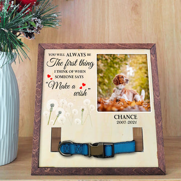 litzzy Memorial Pet Collar Frame, Black & White Photo, Loss of Dog, Cat Loss Gifts, Pet Collar Holder, Memorial Standing Frame, Bereavement Gifts Pet Picture Frame   