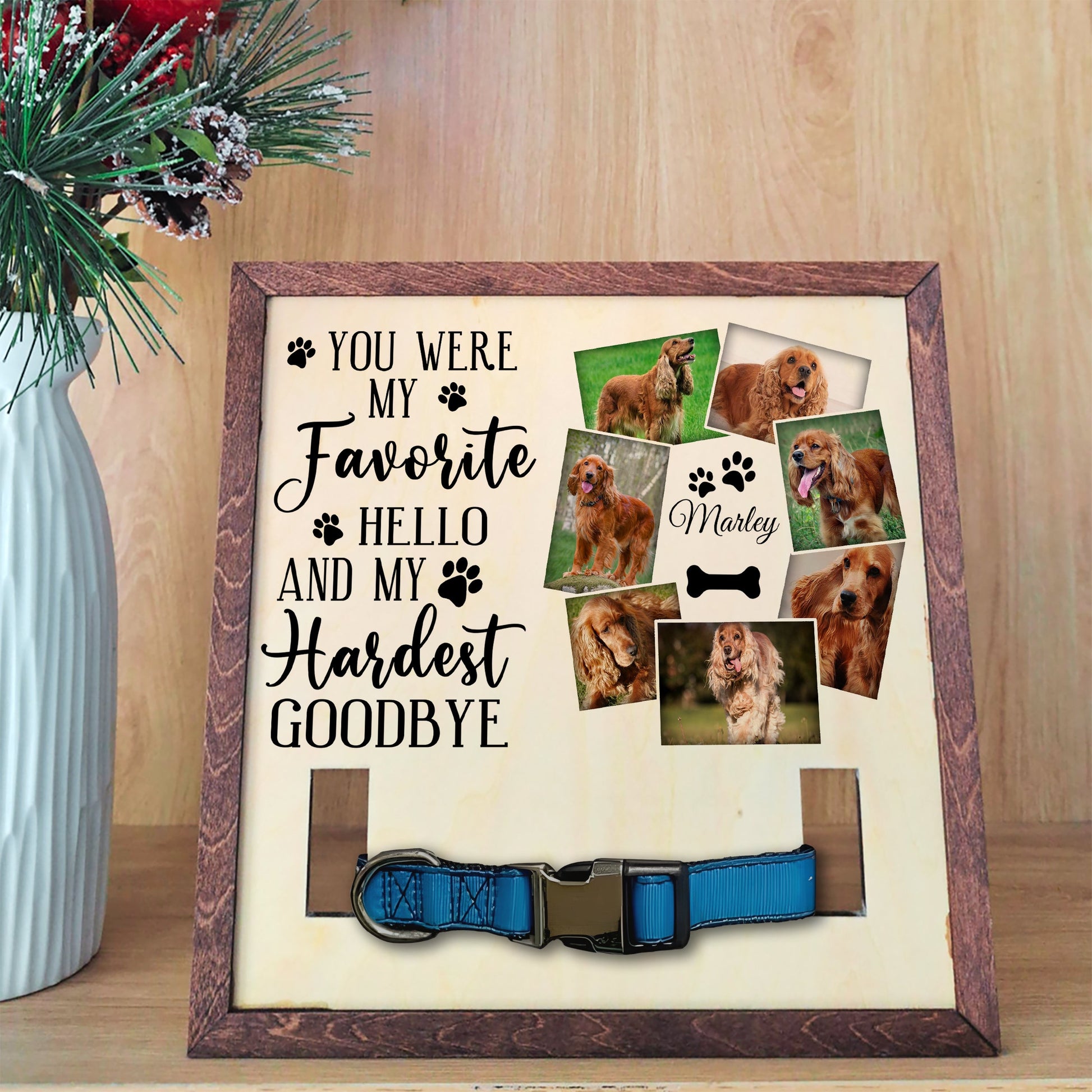 litzzy Memorial Pet Collar Frame, Black & White Pet Photo, Loss of Dog, Cat Loss Gift, Pet Owner Memorial Gift, Pet Collar Holder, Bereavement Gift Pet Picture Frame   