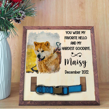 litzzy Custom Dog Collar Memorial, Memorial Pet Collar Sign, Dog Loss Gift, Pet Collar Holder, Memorial Standing Frame, Sympathy, Bereavement Gifts Pet Picture Frame   