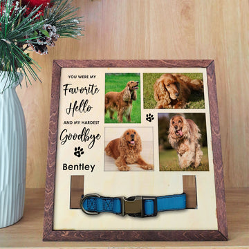 litzzy Custom Memorial Pet Loss Frame With Pet Photos, Dog & Cat, Puppy Memorial Wood Frame With Collar Display, Dog Bereavement Gift, Pet Loss Gift, Pet Sympathy Gift Pet Picture Frame   