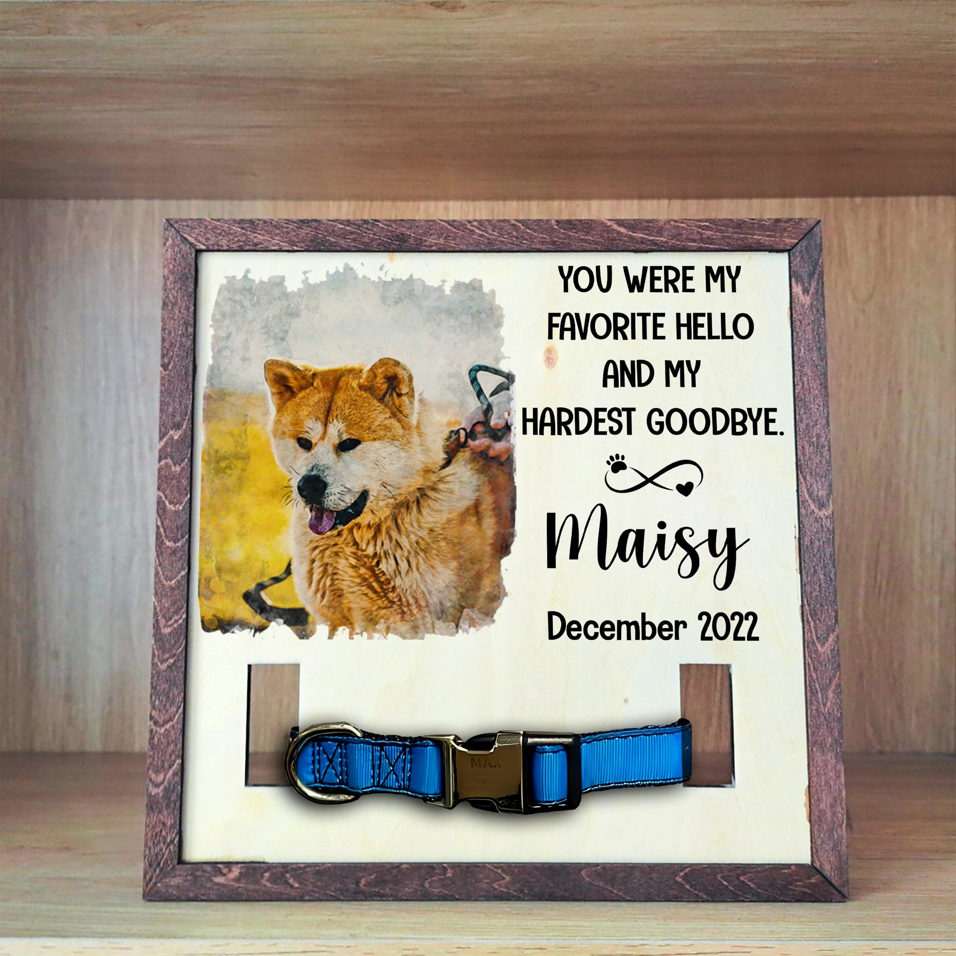 litzzy Custom Dog Collar Memorial, Memorial Pet Collar Sign, Dog Loss Gift, Pet Collar Holder, Memorial Standing Frame, Sympathy, Bereavement Gifts Pet Picture Frame   