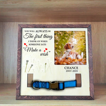 litzzy Memorial Pet Collar Frame, Black & White Photo, Loss of Dog, Cat Loss Gifts, Pet Collar Holder, Memorial Standing Frame, Bereavement Gifts Pet Picture Frame   