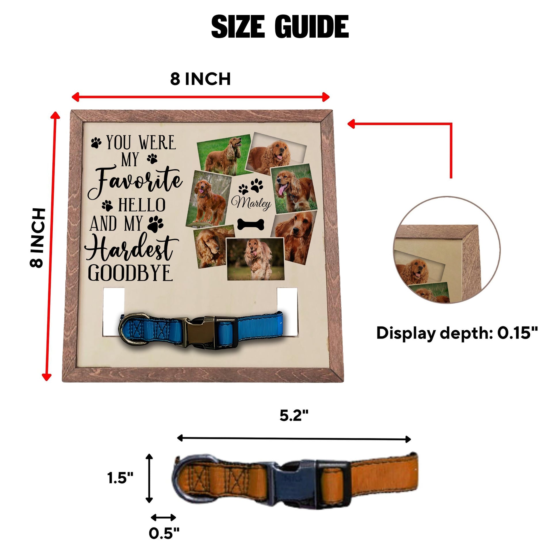 litzzy Memorial Pet Collar Frame, Black & White Pet Photo, Loss of Dog, Cat Loss Gift, Pet Owner Memorial Gift, Pet Collar Holder, Bereavement Gift Pet Picture Frame   