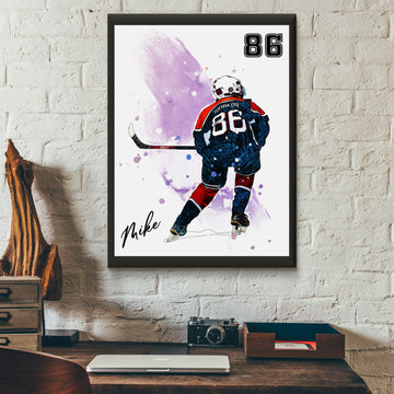 litzzy Ice Hockey Watercolor Personalized Canvas Gifts, Ice Hockey Custom Canvas Wall Art for Living Room Canvas Wall Art   