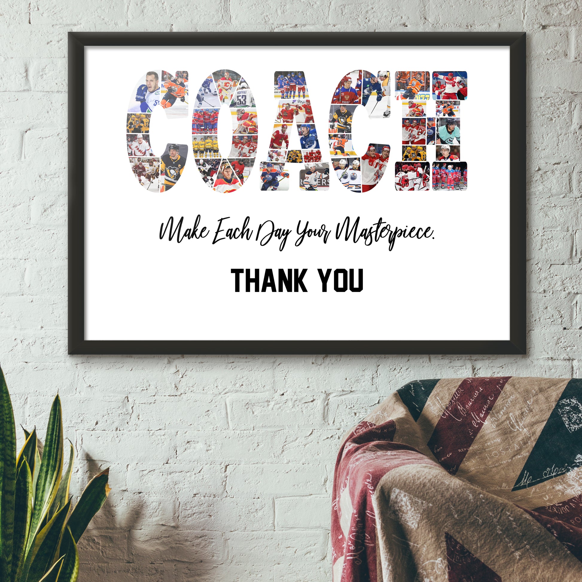 litzzy Ice Hockey Coach Gift, Thank You Gift For Hockey Coach, Hockey Coach Appreciation Gift, Hockey Coach Birthday Gift Canvas Wall Art   