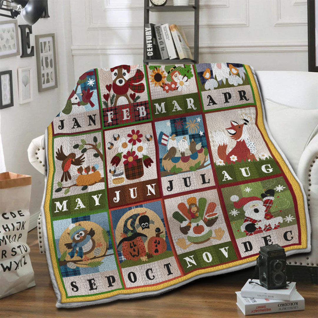 litzzy Months Of Year Fleece Blanket HST19103040 Fleece Blanket Fleece Blanket   