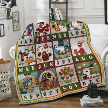 litzzy Months Of Year Fleece Blanket HST19103040 Fleece Blanket Fleece Blanket   
