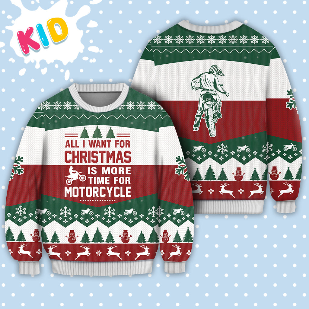 litzzy Motorcycle All I Want For Christmas Sweater Christmas Knitted Print Sweatshirt - Best Gift For Christmas, Noel - Christmas Signature - Ugly Christmas Sweater Sweater Kid XS 