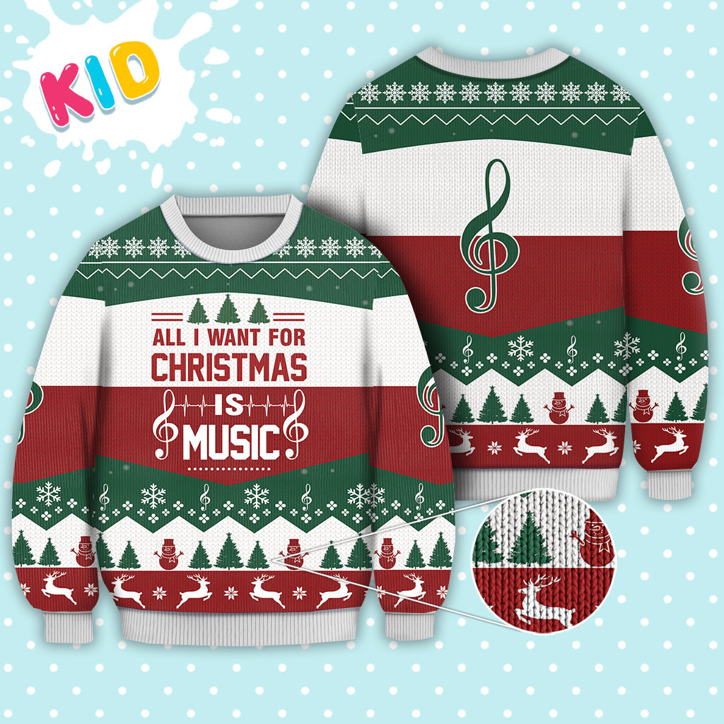 litzzy Music All I Want For Christmas Sweater Christmas Knitted Print Sweatshirt - Best Gift For Christmas, Noel Malalan - Christmas Signature - Ugly Christmas Sweater Sweater Kid XS 