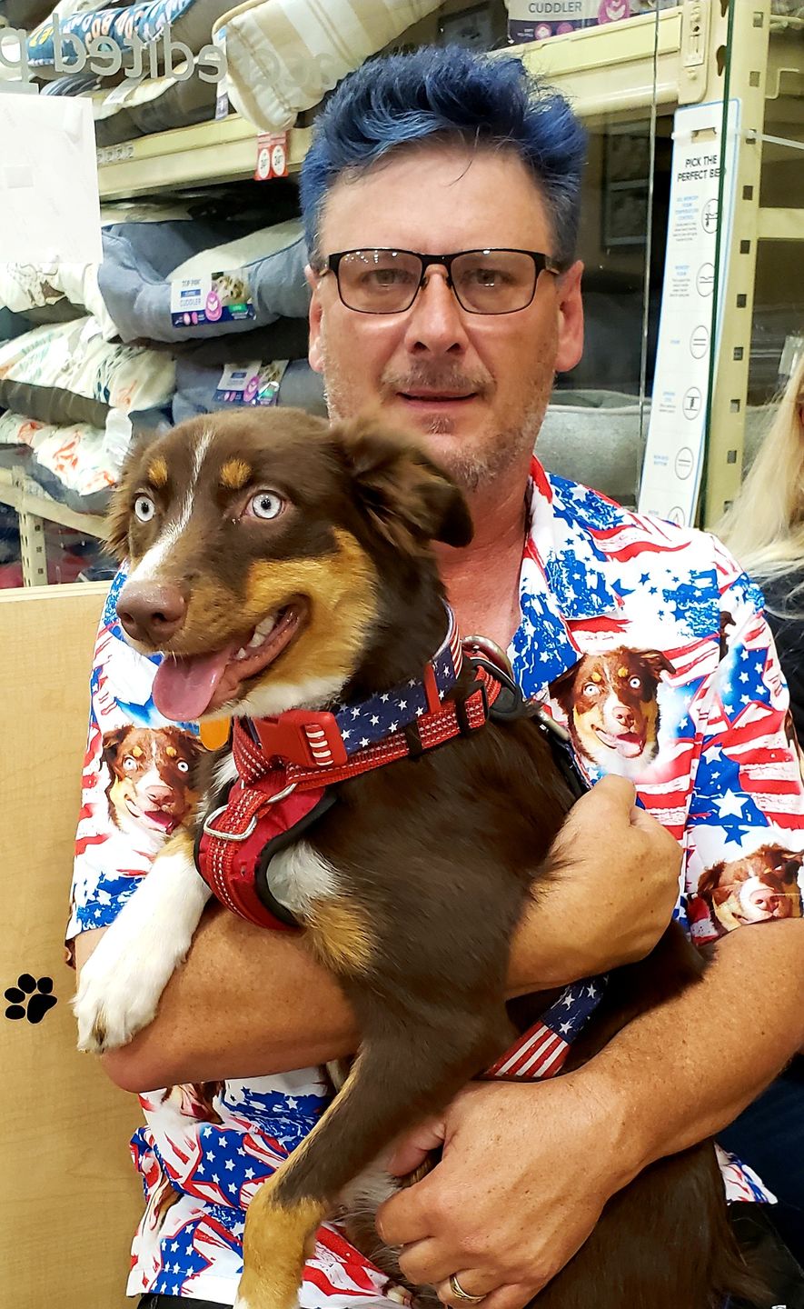 litzzy Custom Red & Blue Leaves Pattern Short-Sleeve Hawaiian Shirt Hawaii Shirt   