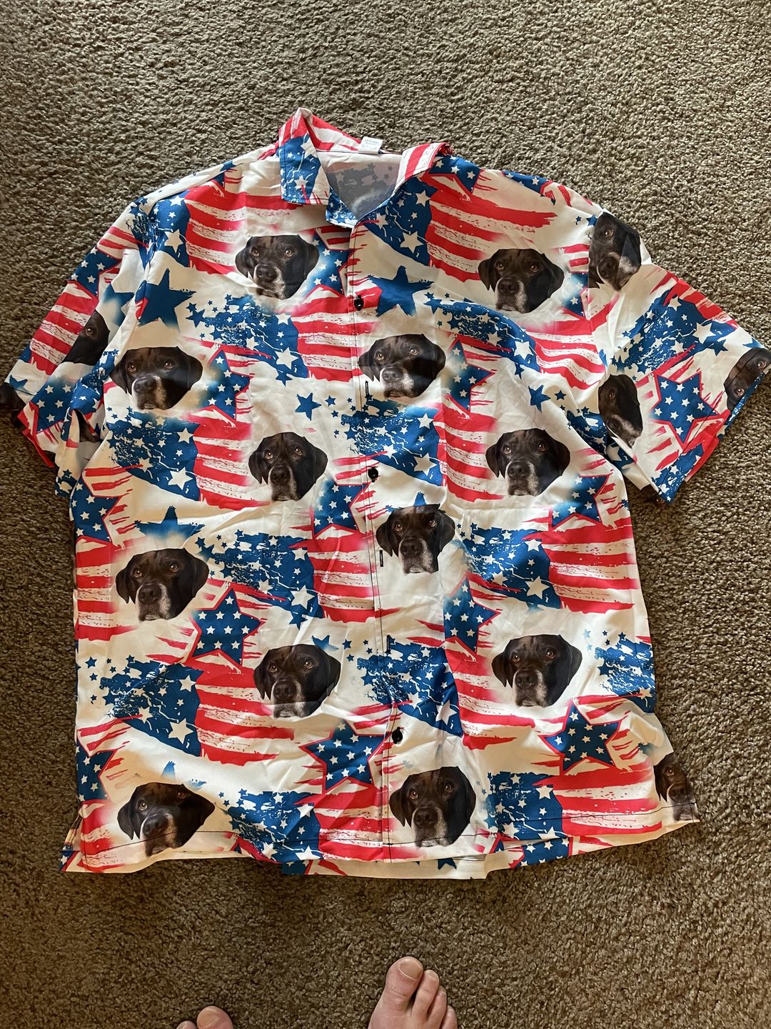 litzzy Custom Red & Blue Leaves Pattern Short-Sleeve Hawaiian Shirt Hawaii Shirt   