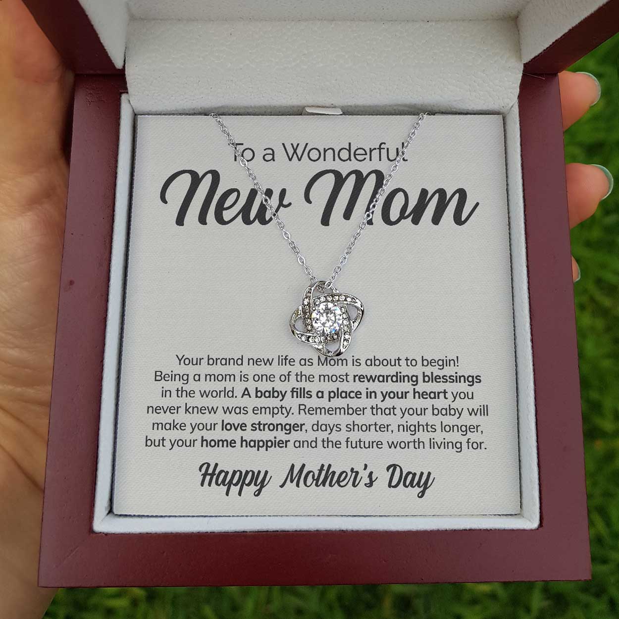 litzzy To a Wonderful New Mom - Rewarding Blessings - Love Knot Necklace Jewelry   