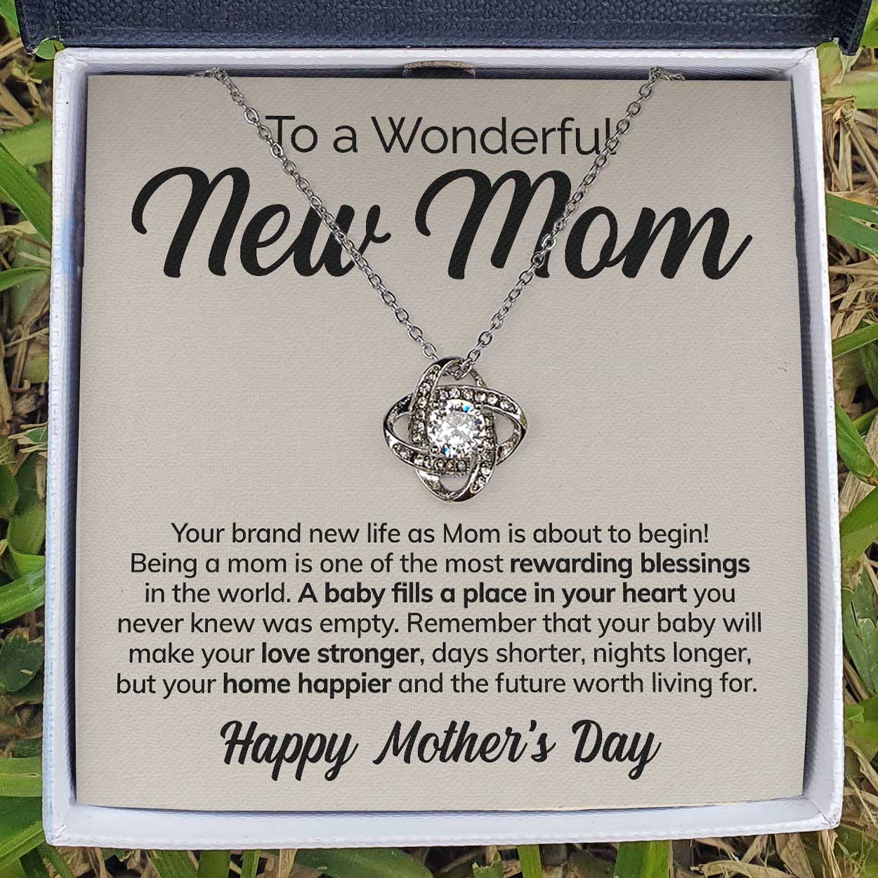 litzzy To a Wonderful New Mom - Rewarding Blessings - Love Knot Necklace Jewelry   