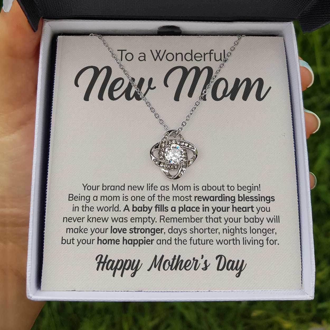 litzzy To a Wonderful New Mom - Rewarding Blessings - Love Knot Necklace Jewelry   
