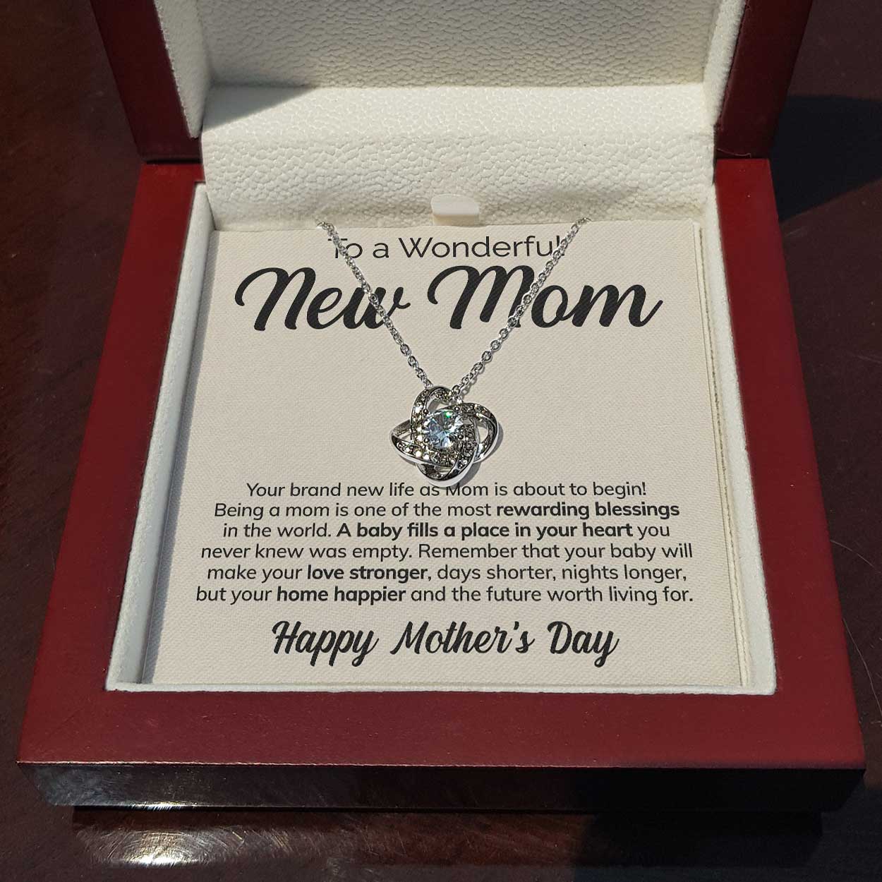 litzzy To a Wonderful New Mom - Rewarding Blessings - Love Knot Necklace Jewelry   