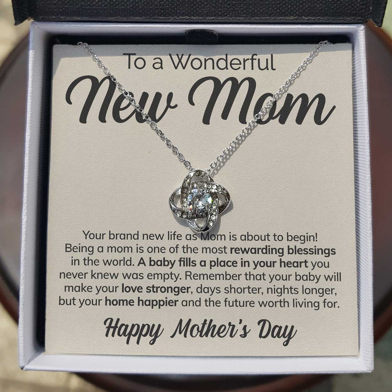 litzzy To a Wonderful New Mom - Rewarding Blessings - Love Knot Necklace Jewelry   