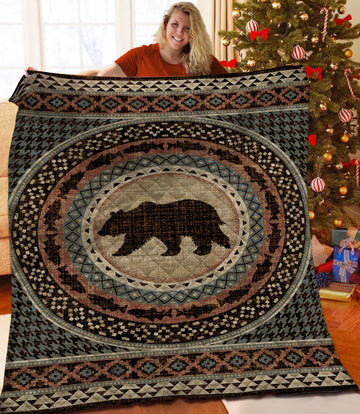 litzzy Native Bear Fleece Blanket HST25105347 Quilt Blanket   
