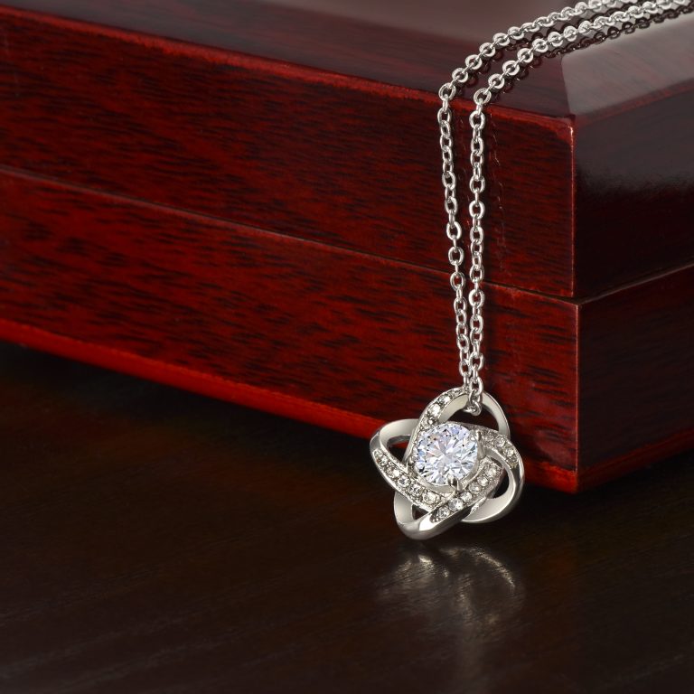 litzzy Litzzy Silver Love Knot Necklace To my soulmate, I Love You Forever and Always Girlfriend Anniversary Gift Jewelry 14K White Gold Finish Luxury Box W/LED 