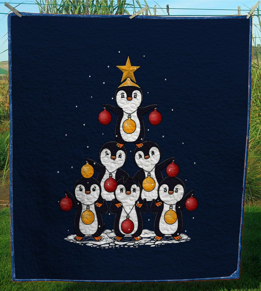 litzzy Oh Penguin Tree Christmas CL24100205MDQ Fleece Blanket Quilt Blanket   